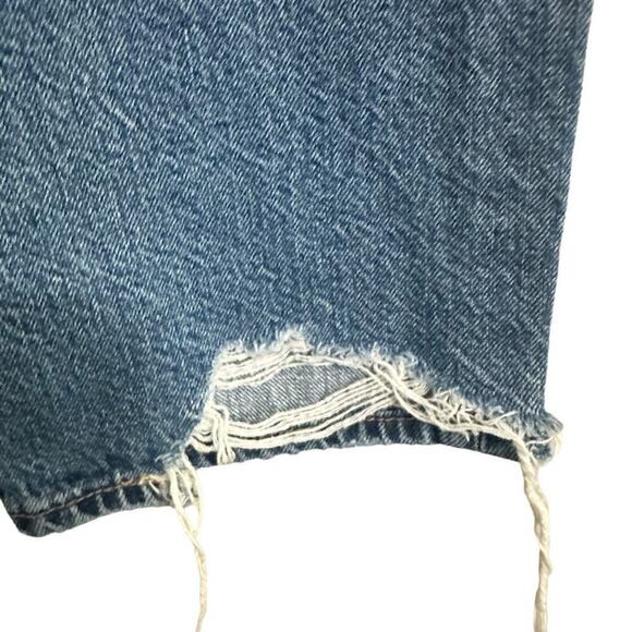 American Eagle Super High Rise Button Fly Distressed Jeans Women's 0 Blue Denim - Picture 7 of 9